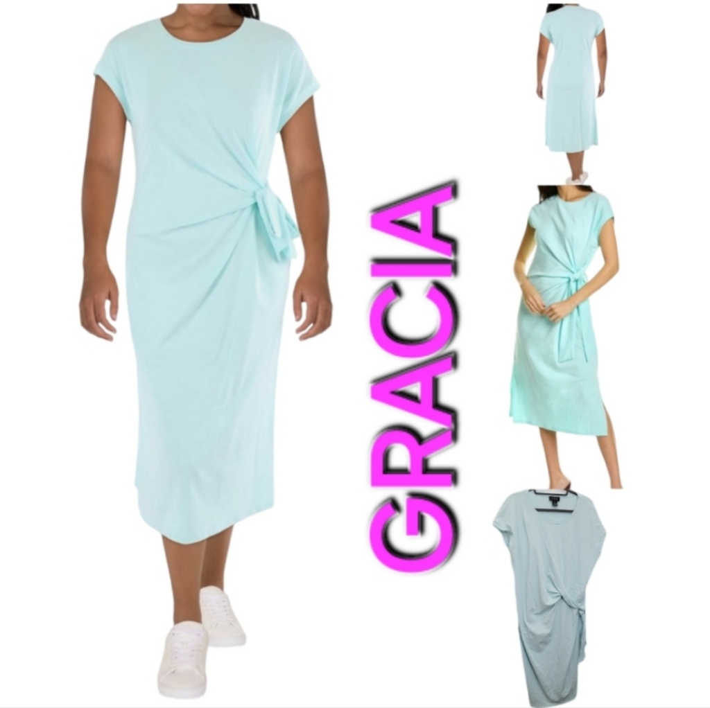 Gracia Muscle Side Tie Midi Dress With Side Slits